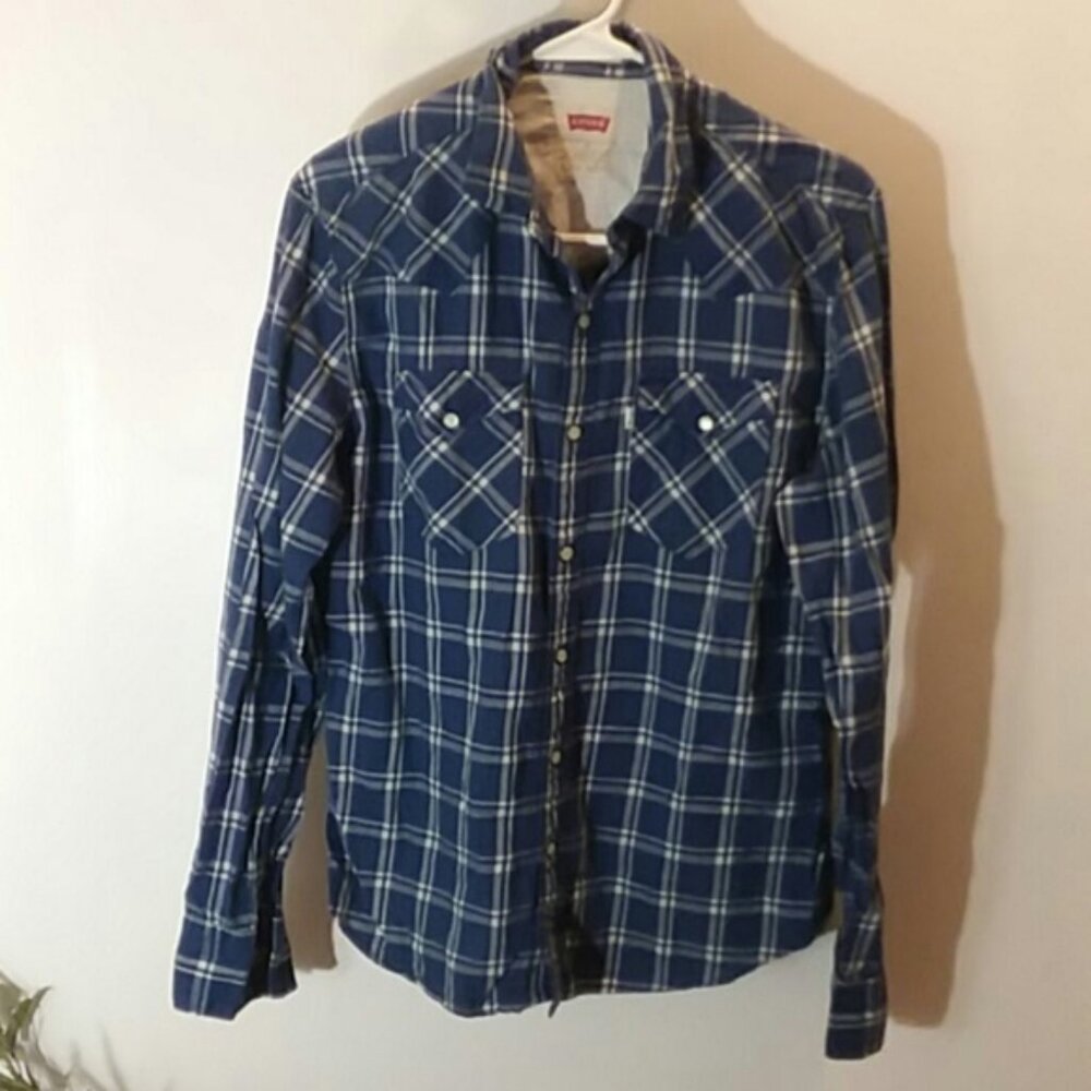 Levi's pearl snap plaid slim fit western shirt